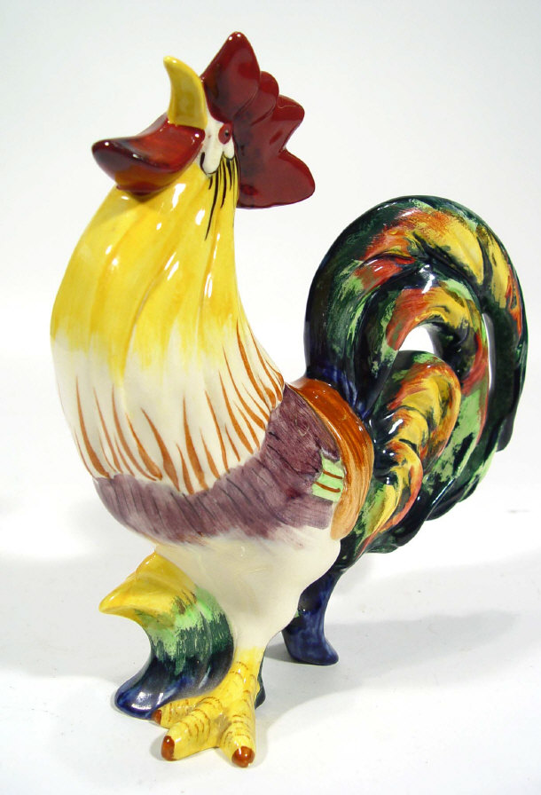 Appraisal: Unmarked Wedgwood pottery cockerel with hand painted decoration raised numbers