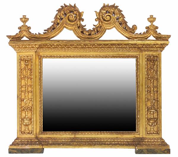 Appraisal: An Italian Neoclassical giltwood overmantel mirror late th century The