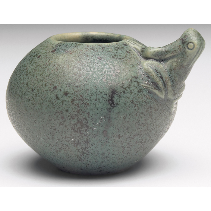 Appraisal: Art Pottery vase small round shape with a sculpted frog