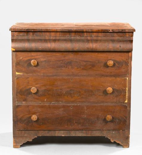 Appraisal: American Late Classical Mahogany and Cherry Four-Drawer Chest second quarter