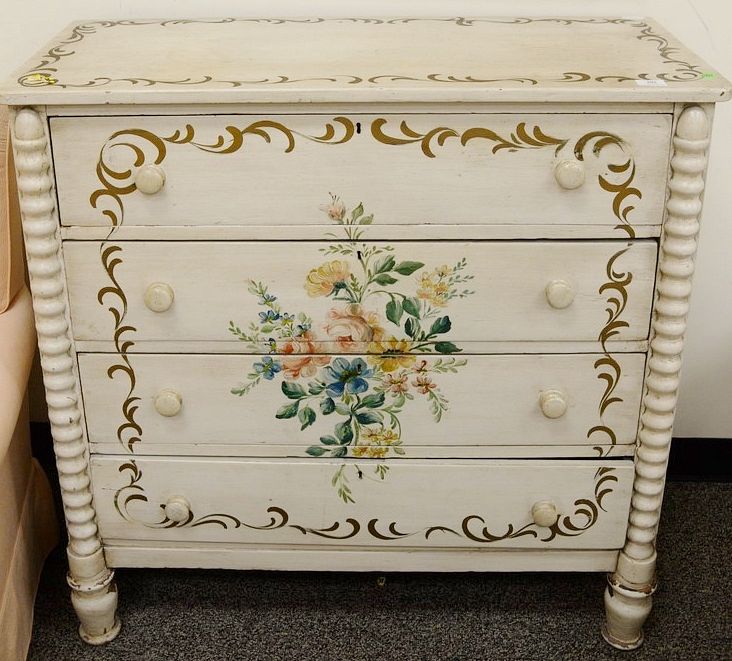 Appraisal: Painted four drawer cottage chest ht in wd in Provenance