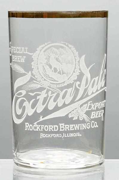 Appraisal: Rockford Brewing Company Acid-Etched Beer Glass Stag scene and gold