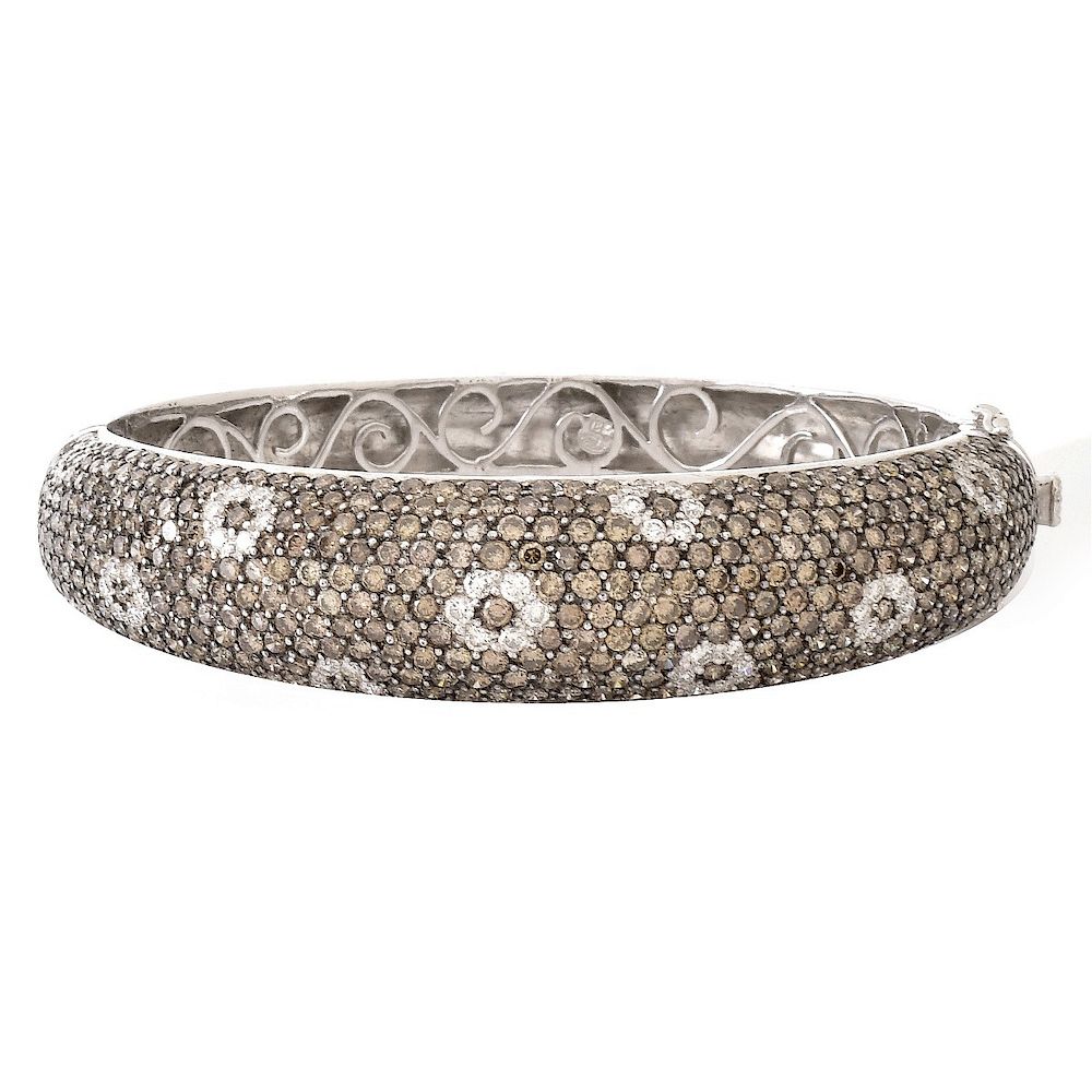 Appraisal: ct TW Diamond and K Gold Bangle Carat Pave Set