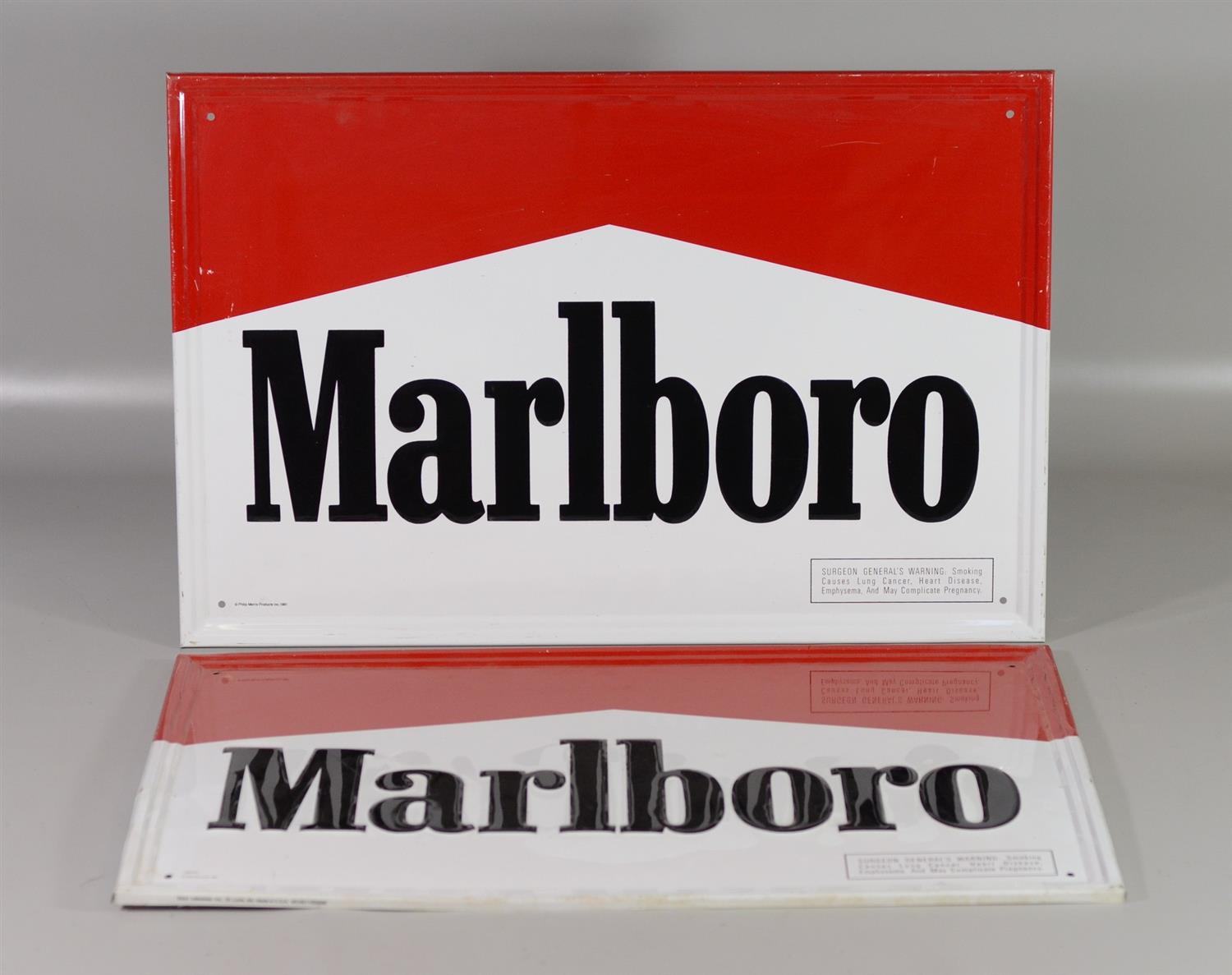 Appraisal: Pair of Marlboro Cigarettes Signs Enameled Metal - x -