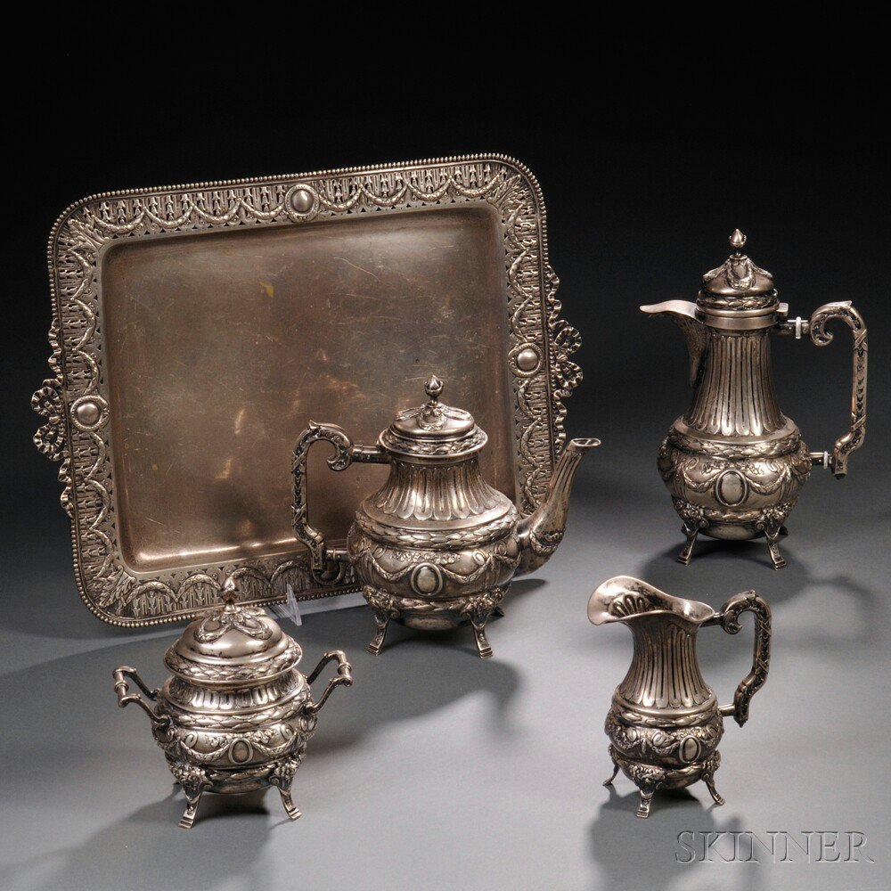 Appraisal: Five-piece Continental Silver Tea and Coffee Service probably Germany th