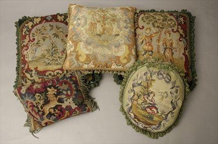 Appraisal: Five Needlework Pillows Largest x in