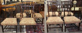 Appraisal: lot of Hand carved Chippendale style chairs th century comprising