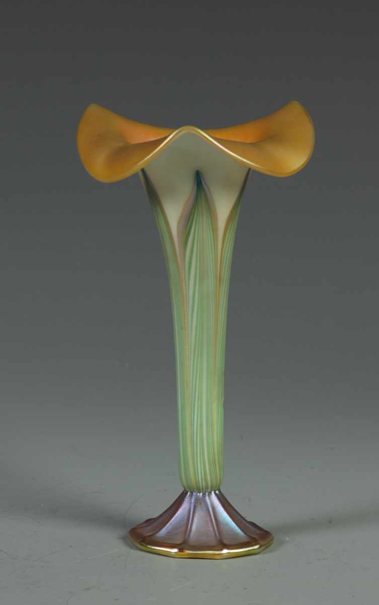 Appraisal: Fine Sgn Quezel Pulled Feather Vase Condition Excellent Dimensions Ht