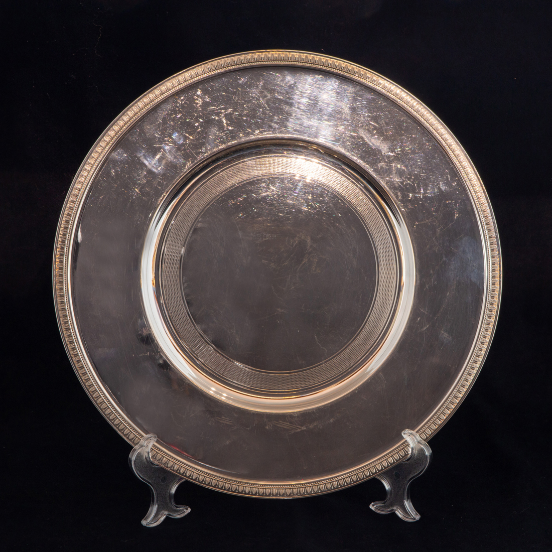 Appraisal: LARGE CHRISTOFLE FRANCE PLATED TRAY WITH LEAF BORDER AND INNER