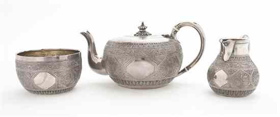 Appraisal: A Victorian Silver Individual Tea Service George Fox London comprising