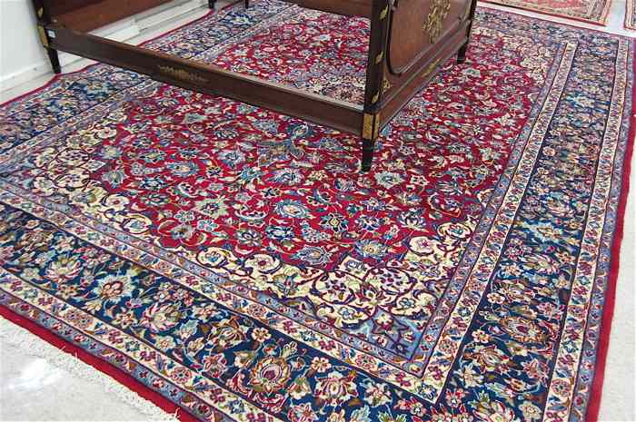 Appraisal: PERSIAN NAJAFABAD CARPET Isfahan Province central Iran floral and central