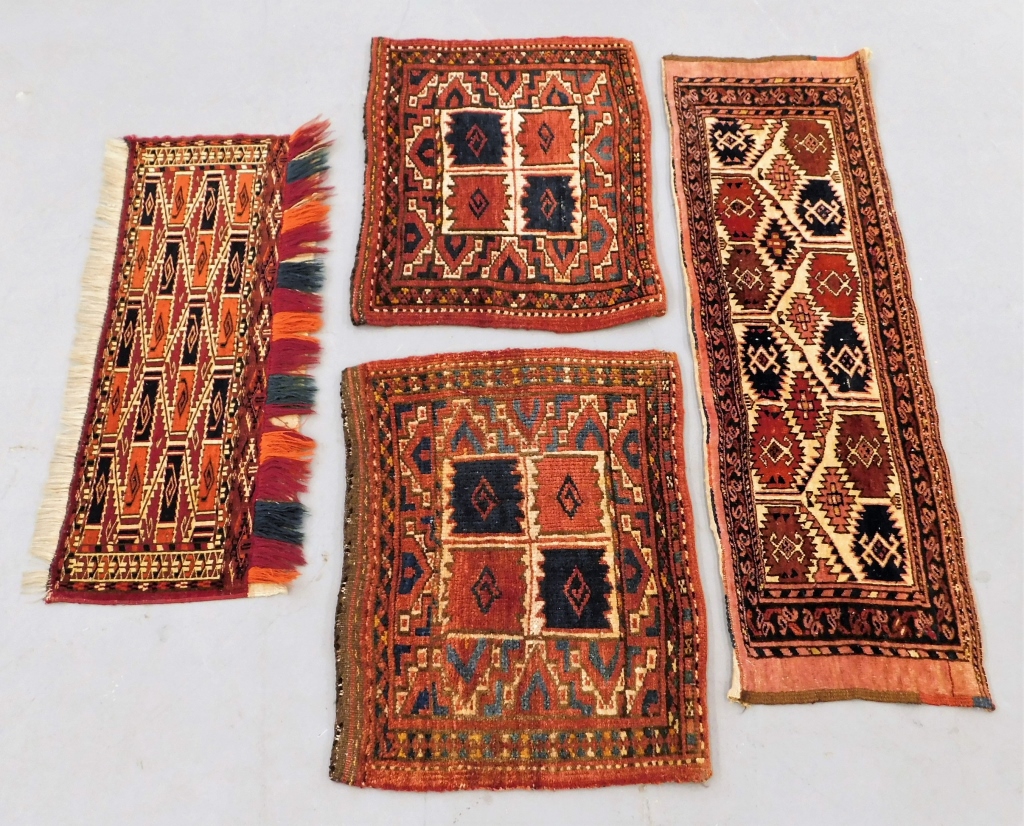 Appraisal: PC TURKISH RED GEOMETRIC TABLE RUNNERS Turkey th CenturyIncludes four