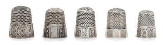 Appraisal: Five Silver Thimbles Simons Bros Philadelphia PA and others each