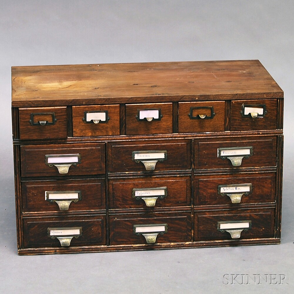 Appraisal: Oak Countertop File Cabinet with molded and paneled sides and