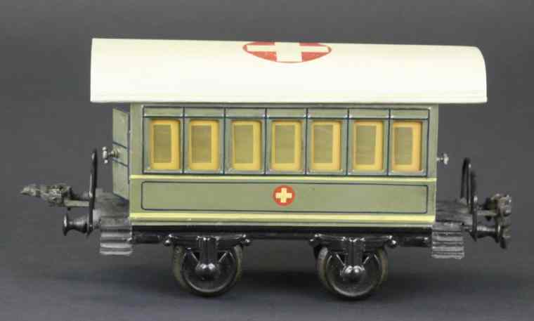 Appraisal: HANDPAINTED MARKLIN HOSPITAL CAR Germany hospital car has hand painted