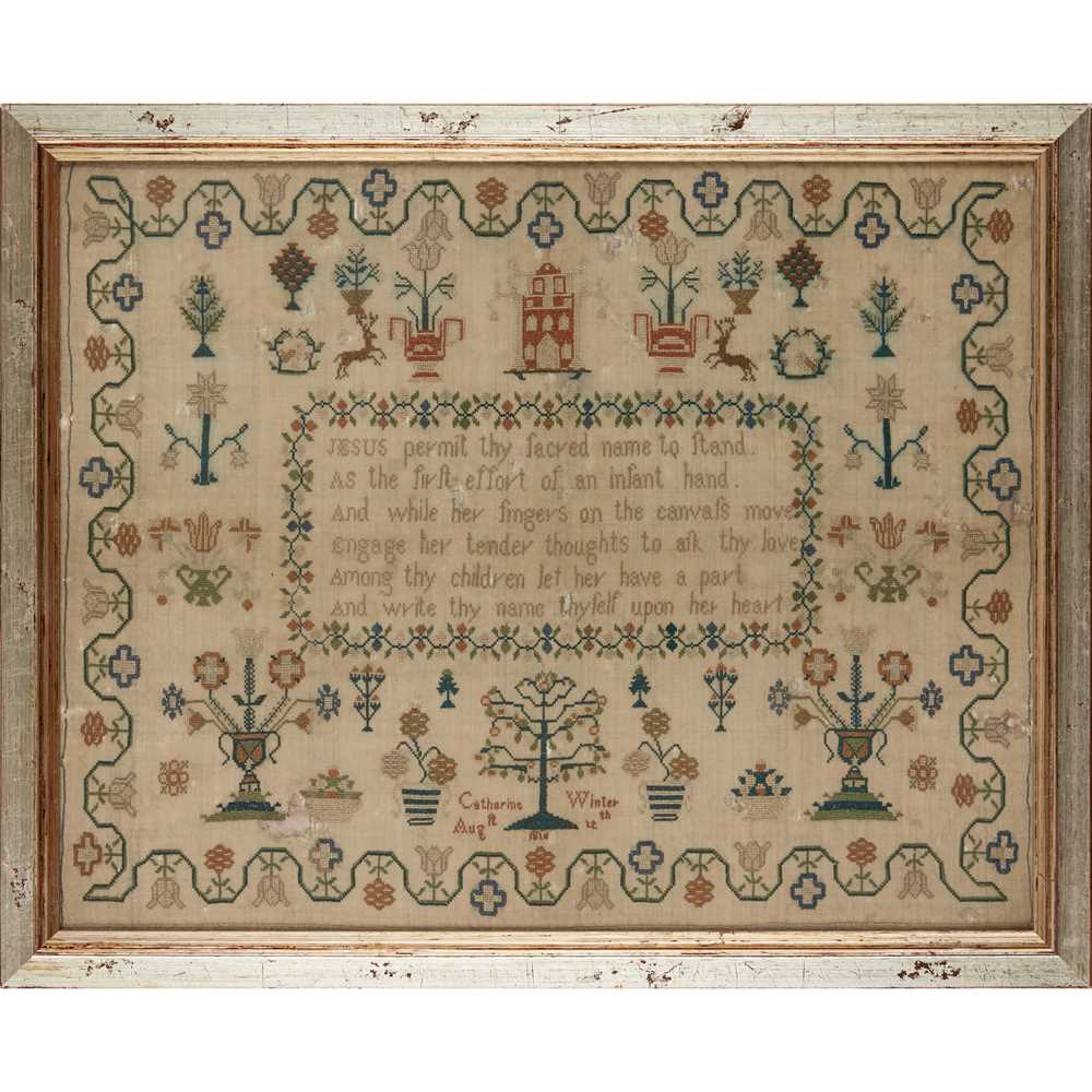 Appraisal: REGENCY NEEDLEWORK SAMPLER BY CATHERINE WINTER DATED worked in silk