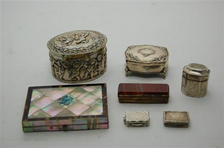 Appraisal: A small collection of silver boxes to include an embossed