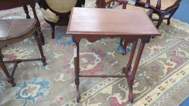 Appraisal: Mahogany Side Table string inlay carved rectangulat top