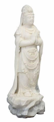 Appraisal: Chinese carved white marble statue Guan Yin with hands held