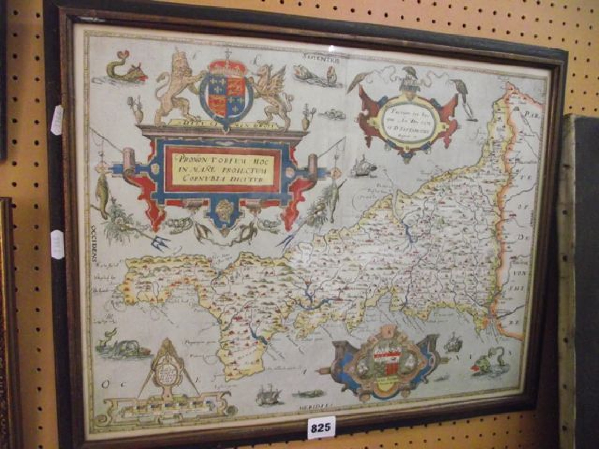 Appraisal: A coloured engraved map of Cornwall after Christopher Saxton incorporating