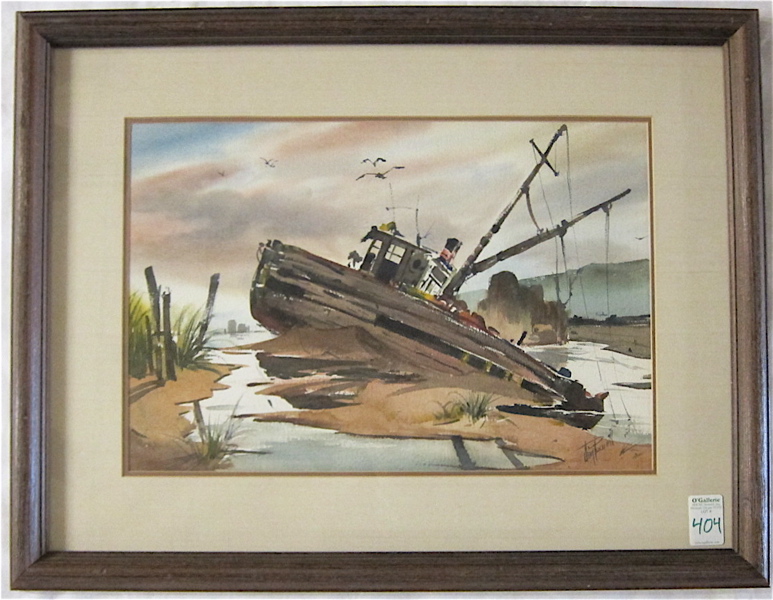 Appraisal: JIM POWELL WATERCOLOR ON PAPER Texas th century Marooned fishing