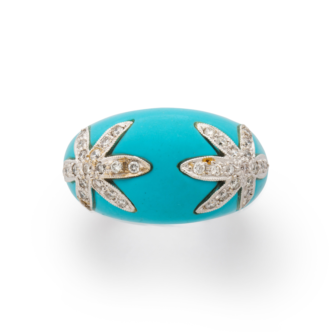 Appraisal: A TURQUOISE DIAMOND AND EIGHTEEN KARAT WHITE GOLD RING A