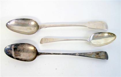 Appraisal: Three English sterling silver table and stuffing spoons th and