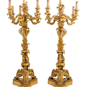 Appraisal: A Pair of French Gilt Bronze Seven-Light Table Lamps After