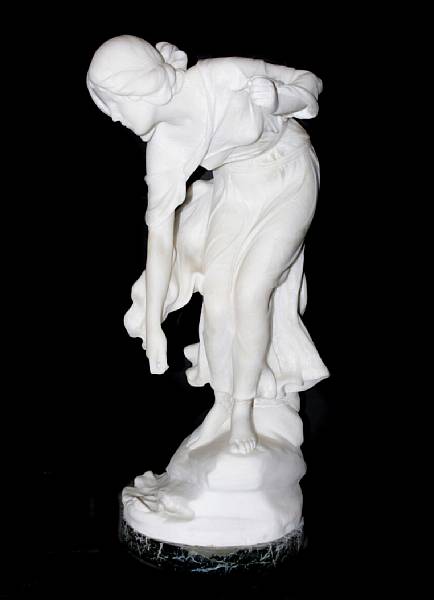 Appraisal: An alabaster figural group of a young woman height in