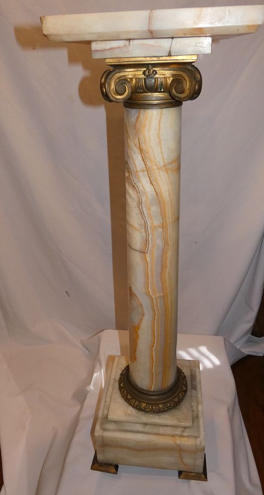 Appraisal: ANTIQUE ONYX PEDESTAL th century French onyx statuary stand or