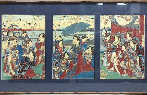 Appraisal: A group of eleven framed Japanese prints th and th