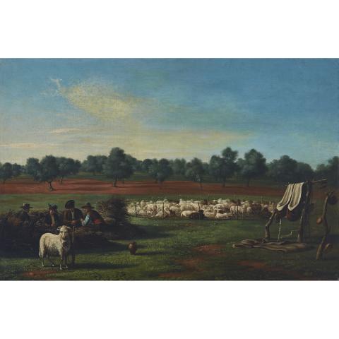 Appraisal: Severino L pez Rear n th Century RESTING SHEPHERDS WITH