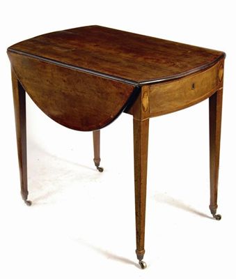 Appraisal: A mahogany Pembroke table the oval moulded edge drop-leaf top