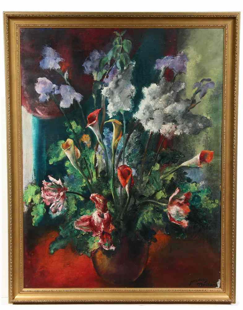 Appraisal: MONUMENTAL OOC - Tabletop Floral Still Life by Jean Denis