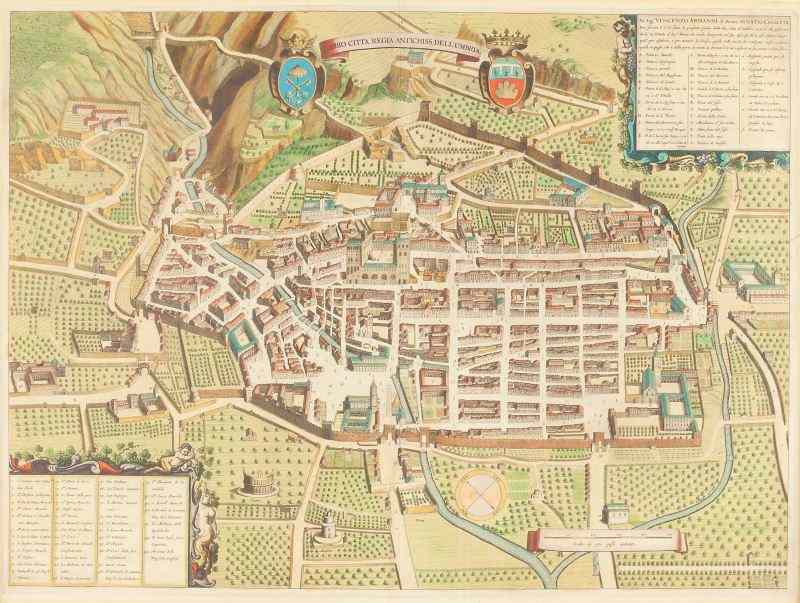 Appraisal: Joan Blaeu Map of Gubbio Italyhand-colored copperplate engraving GUBBIO CITTA