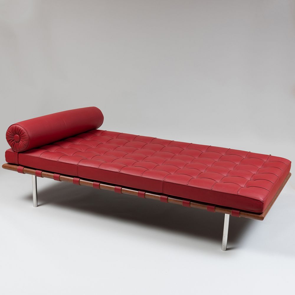 Appraisal: Mies van der Rohe for Knoll Leather Chrome and Wood