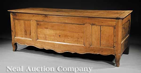 Appraisal: A Large Antique Louis XV-Style Carved Fruitwood Coffer th c