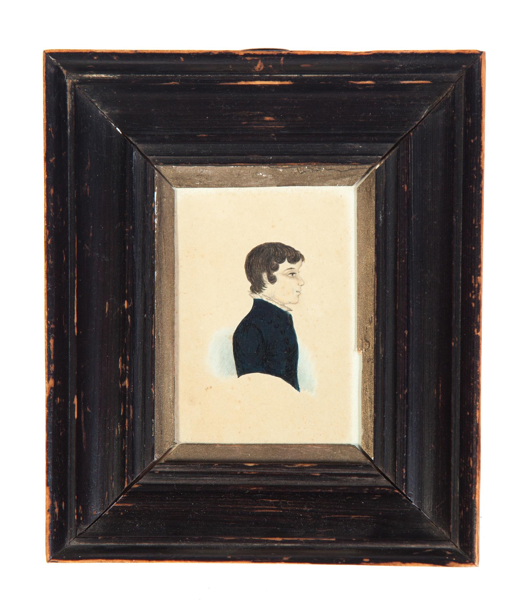 Appraisal: AMERICAN MINIATURE PORTRAIT OF A BOY Mid th century watercolor