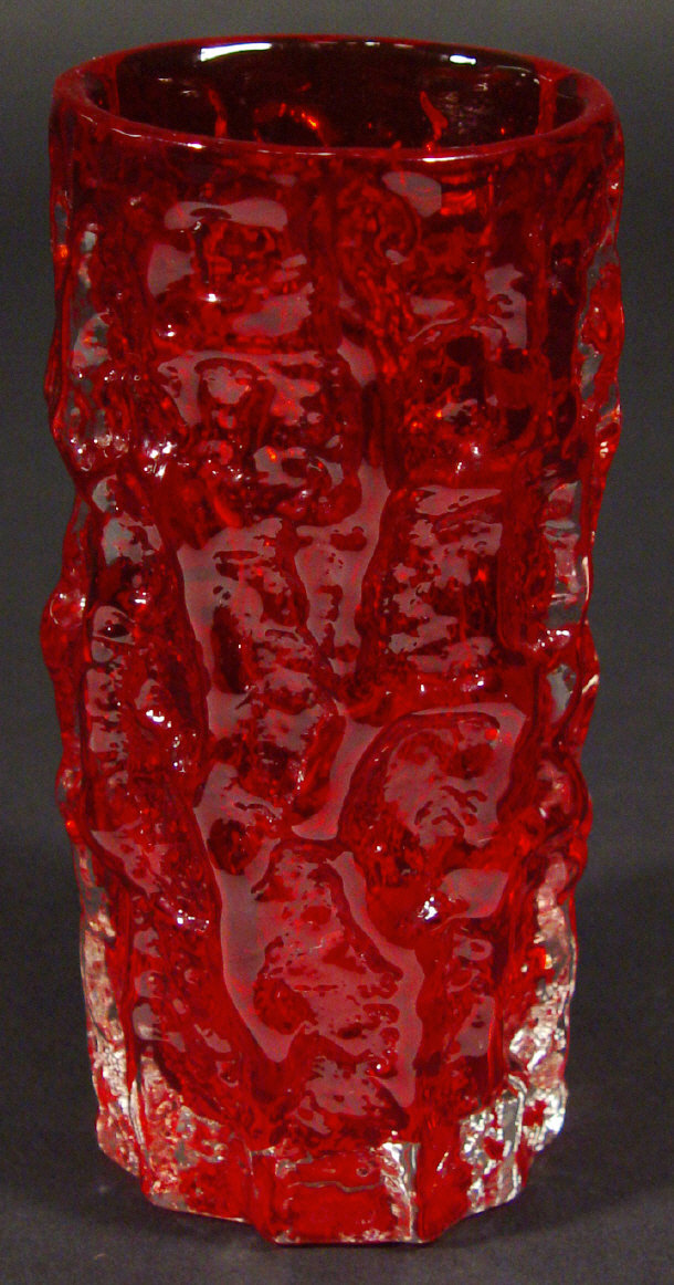 Appraisal: Whitefriars ruby bark glass vase cm high