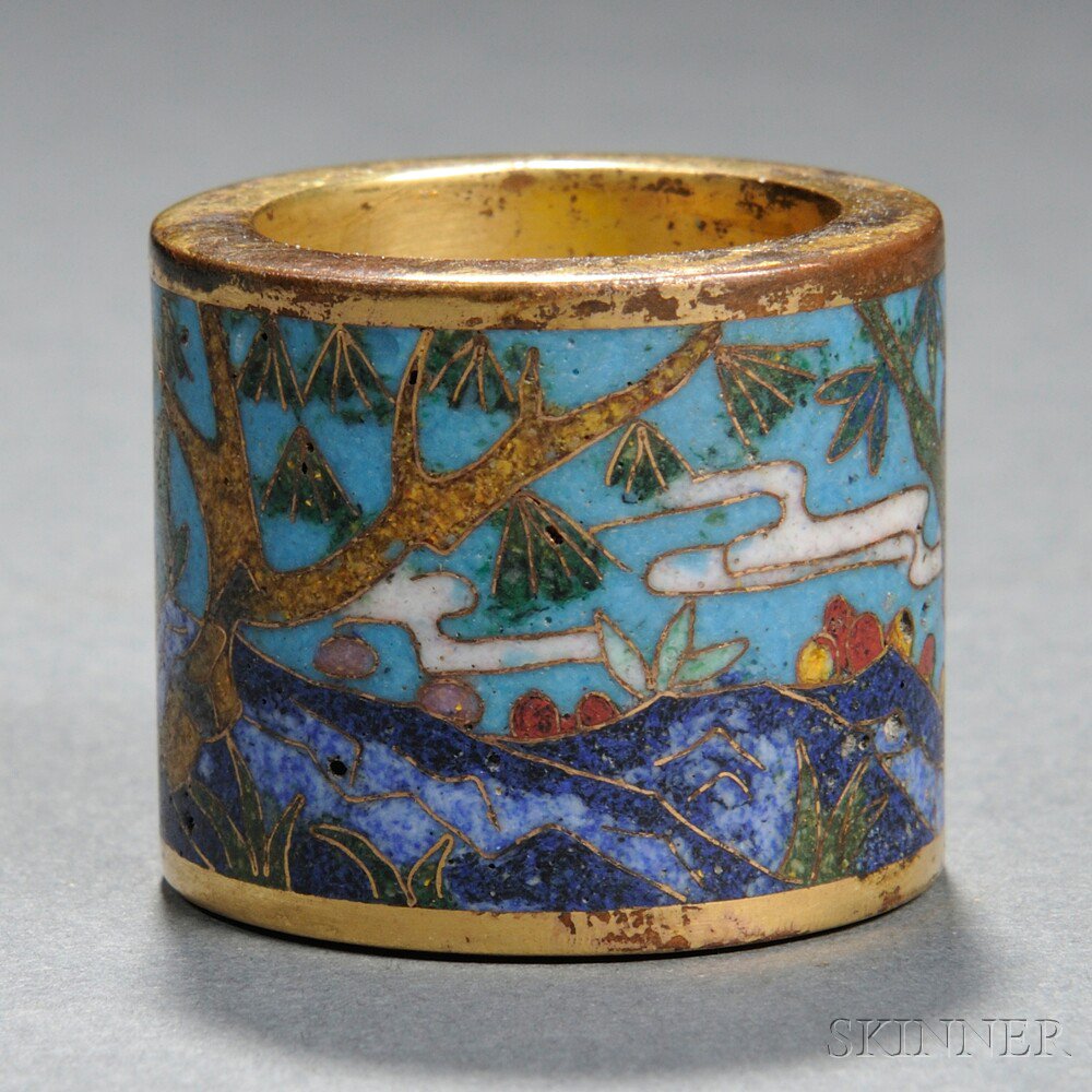 Appraisal: Cloisonne Archer's Ring China decorated with a garden scene with