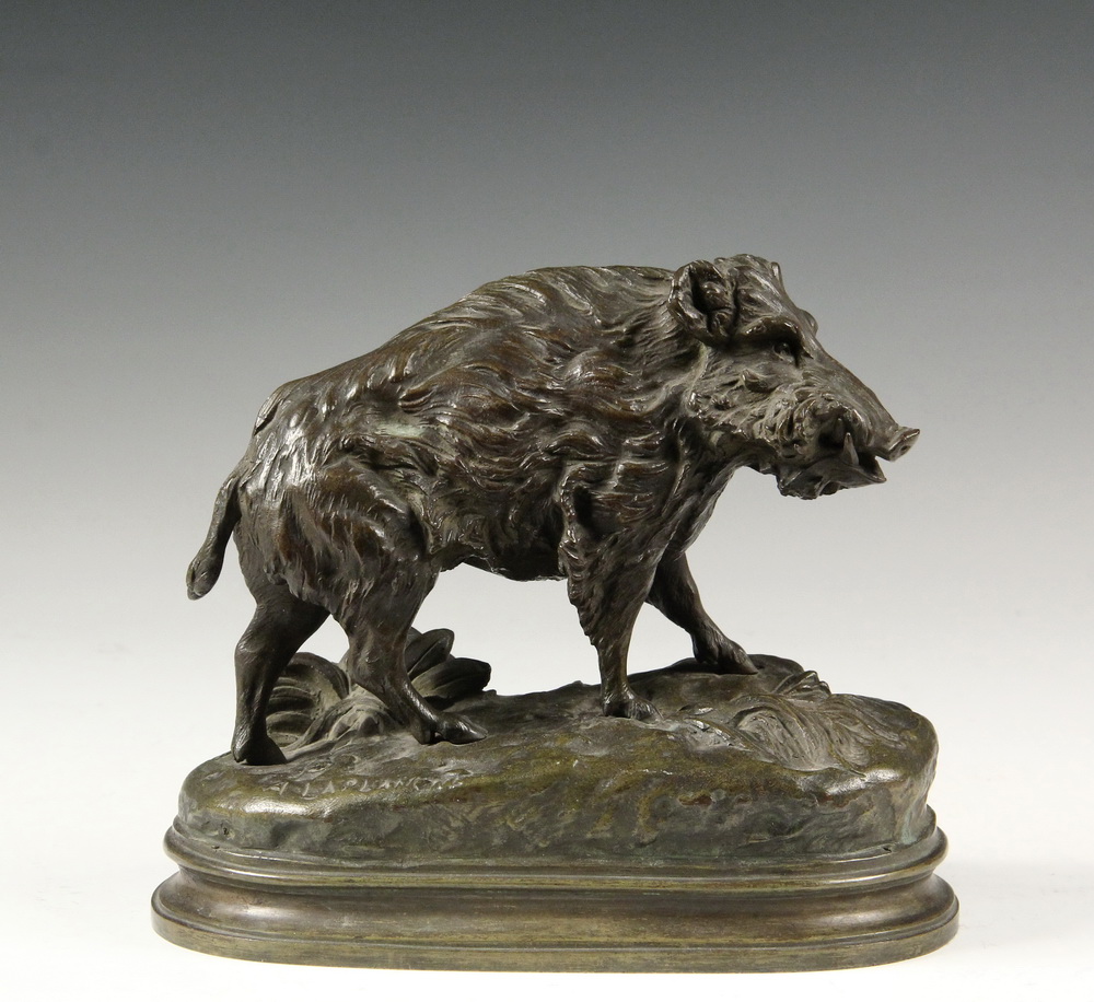 Appraisal: ALBERT-PIERRE LAPLANCHE France - - Sanglier Wild Boar Bronze sculpture