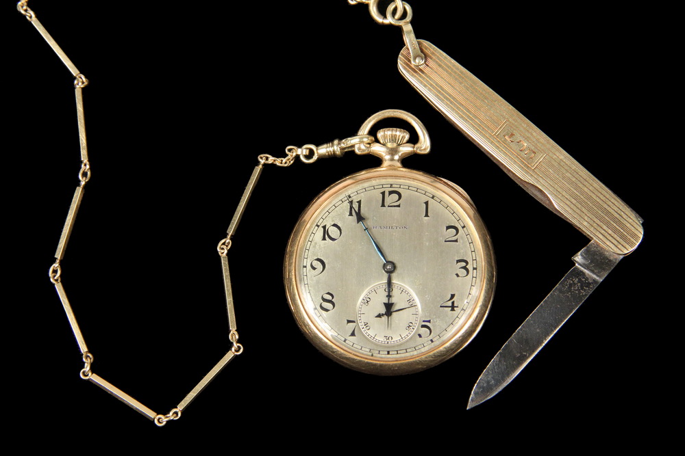 Appraisal: POCKET WATCH - Gent's Open Face Hamilton K Yellow Gold