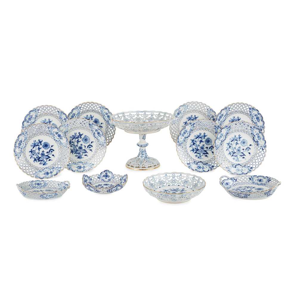 Appraisal: MEISSEN BLUE 'ONION PATTERN' RETICULATED DESSERT SERVICE LATE TH EARLY