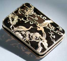 Appraisal: YELLOW GOLD AND QUARTZ BUCKLE Unusual smoky quartz crystal rectangular