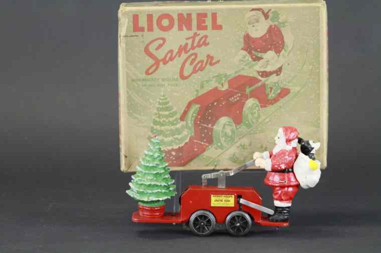 Appraisal: LIONEL SANTA WITH MICKEY HANDCAR c with original box composition