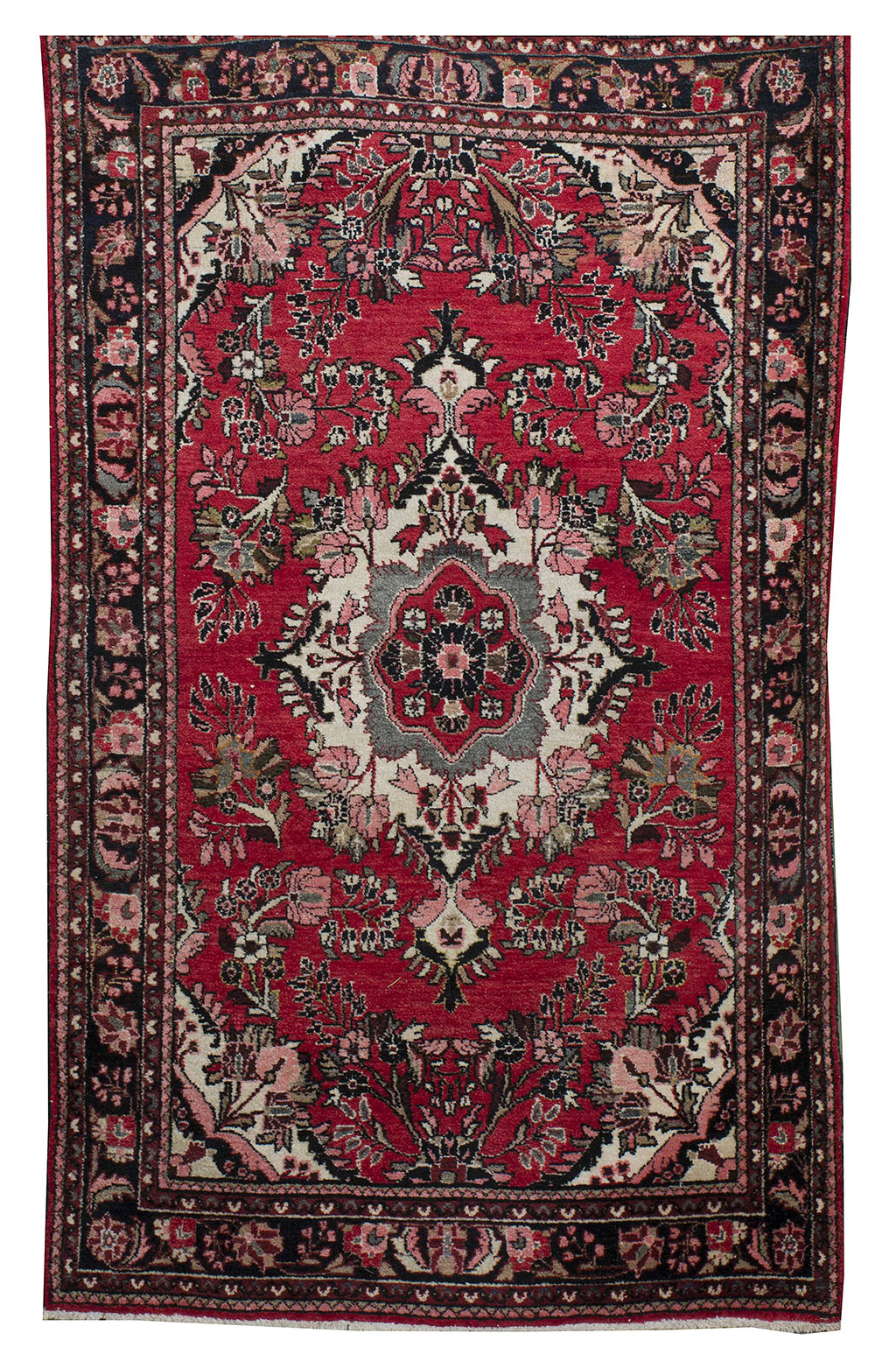 Appraisal: ORIENTAL RUG HAMADAN ' x ' Red gray and ivory