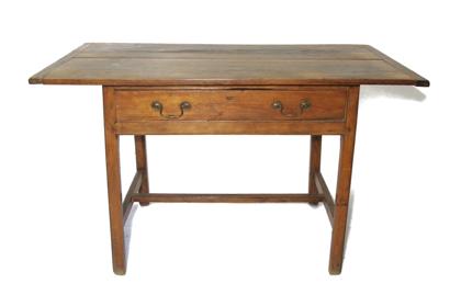 Appraisal: Walnut stretcher table with drawer th century