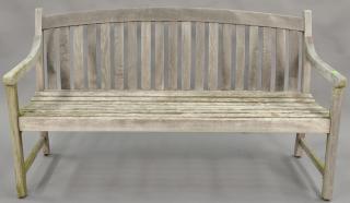 Appraisal: Scan Com teak outdoor bench ht in wd in Scan