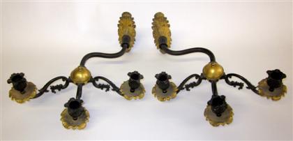 Appraisal: Pair of Charles X patinated and gilt Bronze sconcescirca