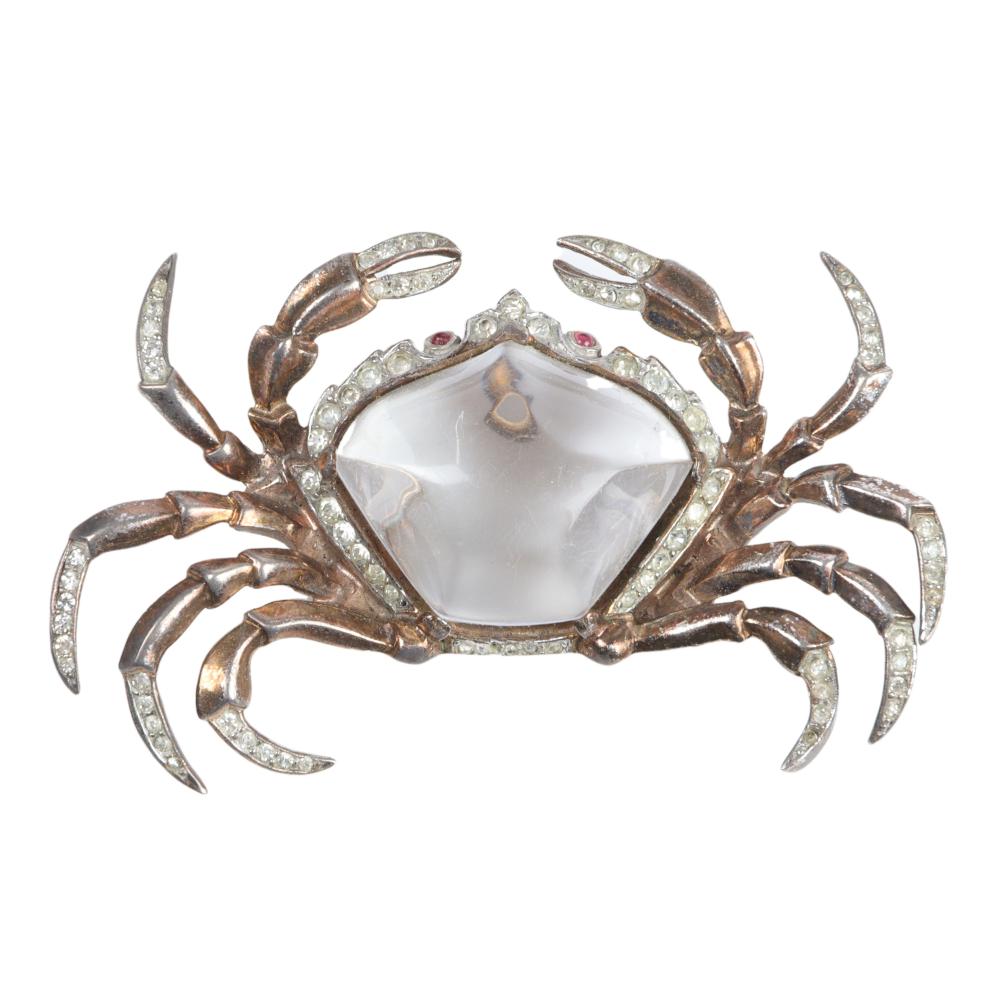 Appraisal: TRIFARI STERLING VERMEIL FIGURAL CRAB JELLY BELLY PIN BROOCH WITH